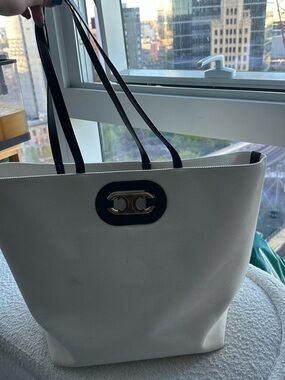Celine Cabas Maillon Triomphe Bag—White